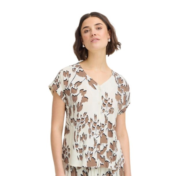 Fransa bluse med abstrakt beige print