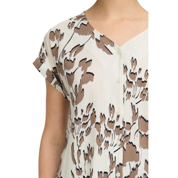 Fransa bluse med abstrakt beige print