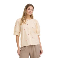 Fransa skjorte med striber og blomster