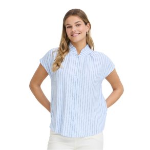 Fransa lysebl� stribet skjorte med korte �rmer og st�krave style 20617804