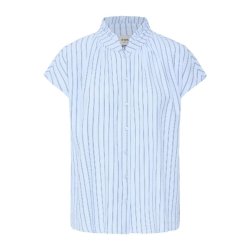 Fransa lysebl� stribet skjorte med korte �rmer og st�krave style 20617804
