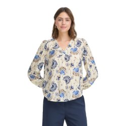 Blomstret Fransa bluse i bl� nuancer