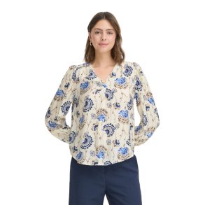 Blomstret Fransa bluse i bl� nuancer