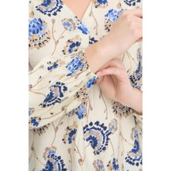 Blomstret Fransa bluse i bl� nuancer