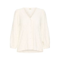 Fransa creme top med hulm�nster og V-udsk�ring