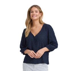 Fransa navy top med hulm�nster og V-udsk�ring