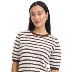 Fransa stribet pullover i lysebl�, creme og brun