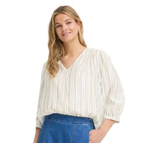 Fransa cremefarvet bluse med lysebl� og camel striber