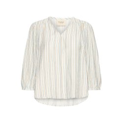 Fransa cremefarvet bluse med lysebl� og camel striber