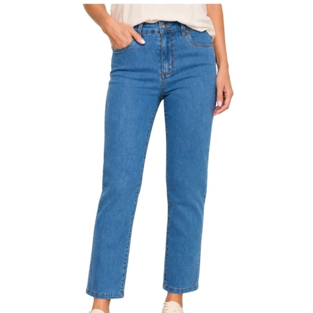 Fransa mellembl� jeans med lige ben i stretchdenim