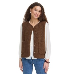 Brun teddyvest fra Fransa med trykknapper og store lommer