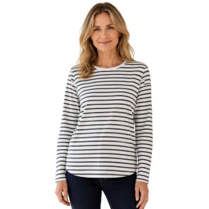 Hvid Fransa bluse med m�rkebl� striber og lange �rmer &ndash; style 20618125
