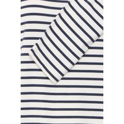 Hvid Fransa bluse med m�rkebl� striber og lange �rmer &ndash; style 20618125