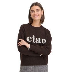 Brun Fransa pullover med lyst Ciao-motiv