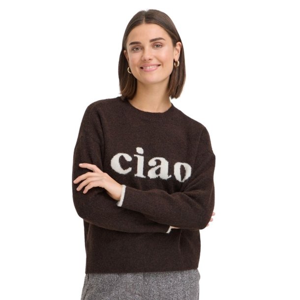 Brun Fransa pullover med lyst Ciao-motiv