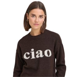 Brun Fransa pullover med lyst Ciao-motiv