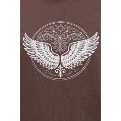 Fransa T-shirt i st�vet brun med lyst vingemotiv foran