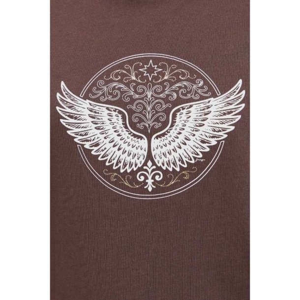 Fransa T-shirt i st�vet brun med lyst vingemotiv foran