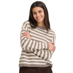 Fransa stribet pullover i creme og beige