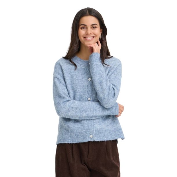 Fransa lysebl� cardigan med dekorative knapper