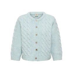 Fransa mintgr�n cardigan med kabelstrik, rund hals og dekorative knapper &ndash; 20618476