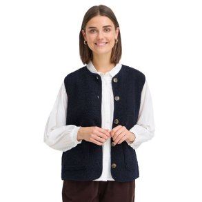 M�rkebl� Fransa vest med knapper og store lommer