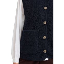 M�rkebl� Fransa vest med knapper og store lommer
