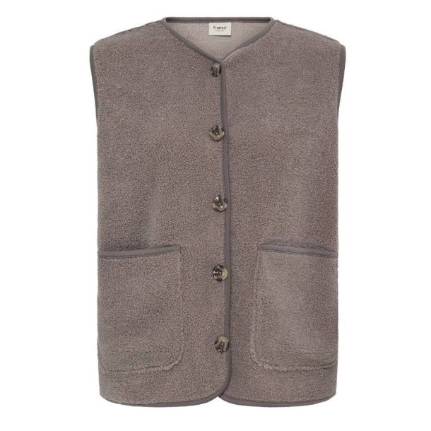 Taupe Fransa vest med knapper og store lommer
