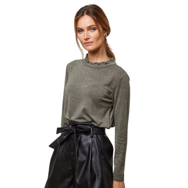 Grn Lea & Luc bluse med flsekrave