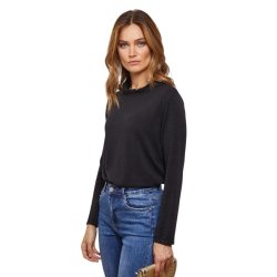 Sort Lea & Luc bluse med flsekrave