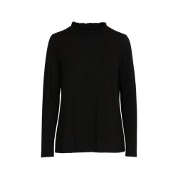 Sort Lea & Luc bluse med flsekrave