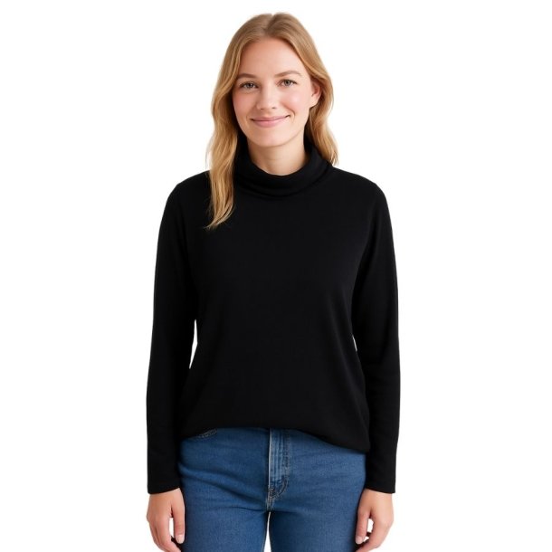 Sort rullekravebluse fra Lea & Luc