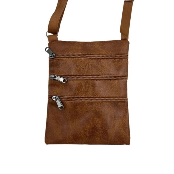 Fox By Ren skuldertaske i cognac kunstl�der med lynl�slommer