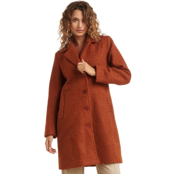 Smashed Lemon cognacfarvet Boucl Frakke