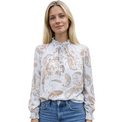 Soulmate lysebl� bluse med paisleym�nster og bindeb�nd