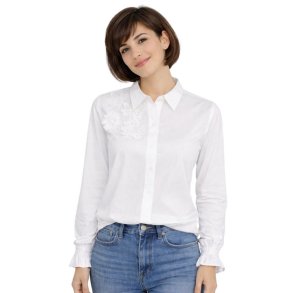 Soulmate hvid skjorte med blomsterdetaljer p� skulderen