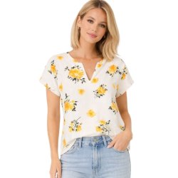 Soulmate Chloet bluse i lys farve med gule blomster og V-udsk�ring