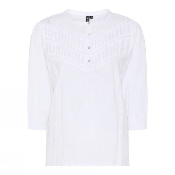 hvid soulmate bomuldsbluse med knapper