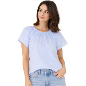 Soulmate lysebl� bluse med striber og rund hals