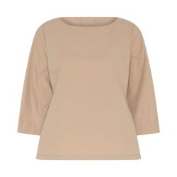 Soulmate sandfarvet bluse i 100% bomuld med 3/4-�rmer