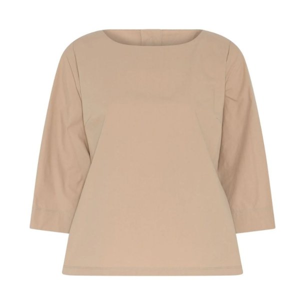 Soulmate sandfarvet bluse i 100% bomuld med 3/4-�rmer