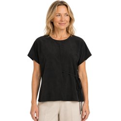 M�rkebrun Soulmate Poppie bluse med korte �rmer og bindeb�nd