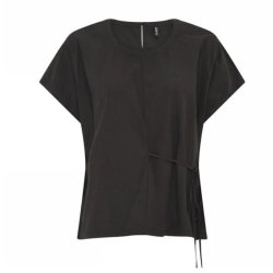 M�rkebrun Soulmate Poppie bluse med korte �rmer og bindeb�nd