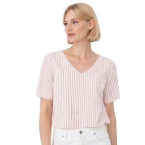 stribet soulmate bluse hvid r�d v-hals