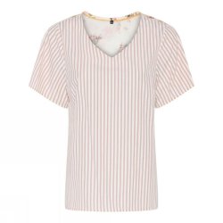 stribet soulmate bluse hvid r�d v-hals