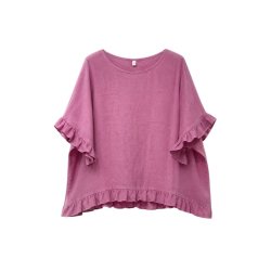 pink h�r bluse dame med fl�ser