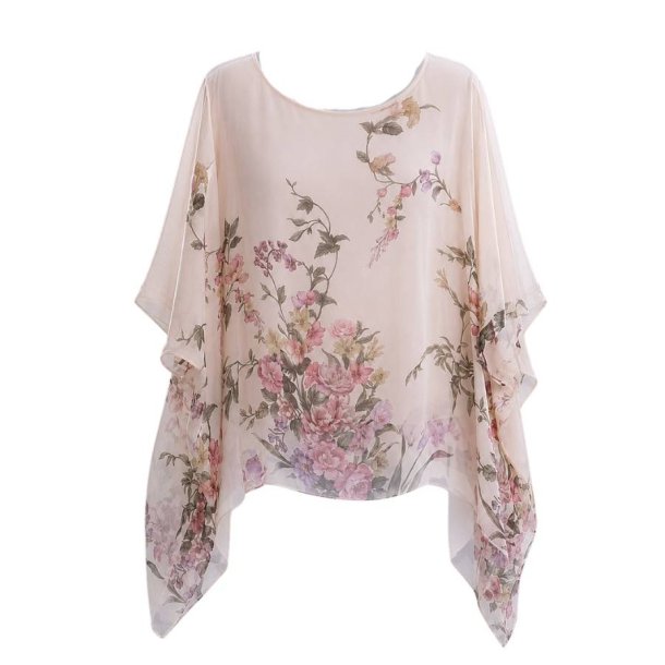 Shylon bluse med romantisk blomsterprint i rosa nuancer og l�s pasform.