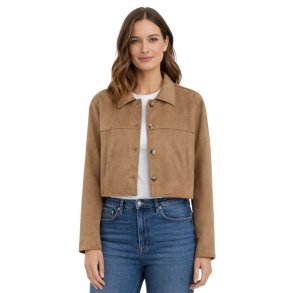 Soulmate jakke i sandfarvet ruskindslook