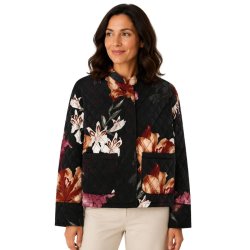 Soulmate quiltet jakke med stort blomsterprint og lommer