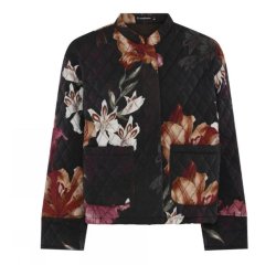 Soulmate quiltet jakke med stort blomsterprint og lommer